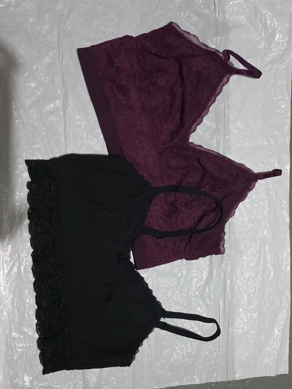 VS Lace Bralette Duo — Plum & Black